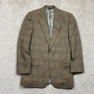 Paul Stuart 2B Tweed Wool Blazer Sport Coat Jacket Brown Size 40R